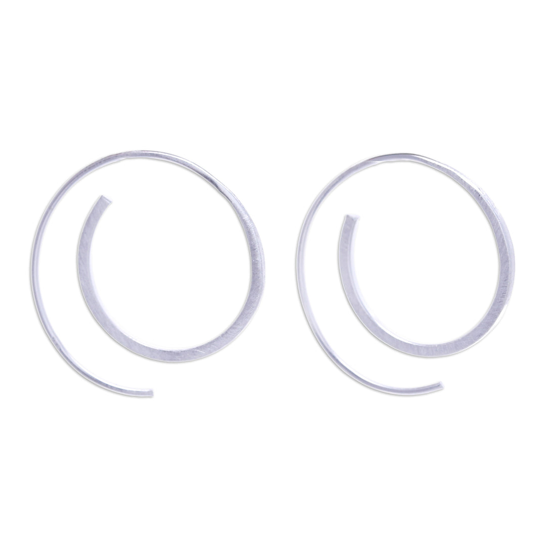 Modern Sterling Silver Spiral Drop Earrings from Thailand - Spiral Radiance