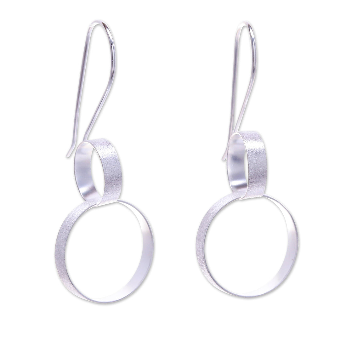 Modern Thai Sterling Silver Ring-Themed Drop Earrings - Circular Glam