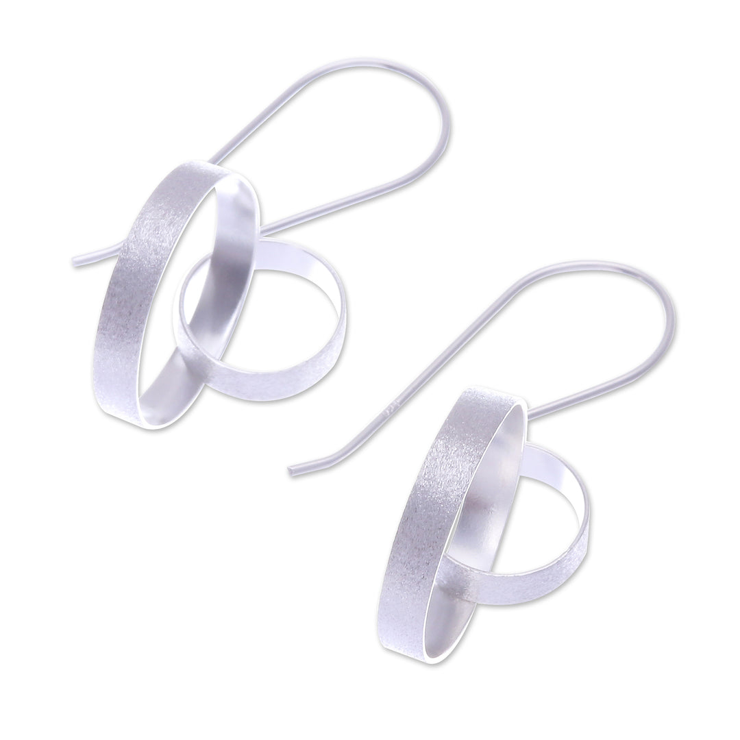 Modern Thai Sterling Silver Ring-Themed Drop Earrings - Circular Glam