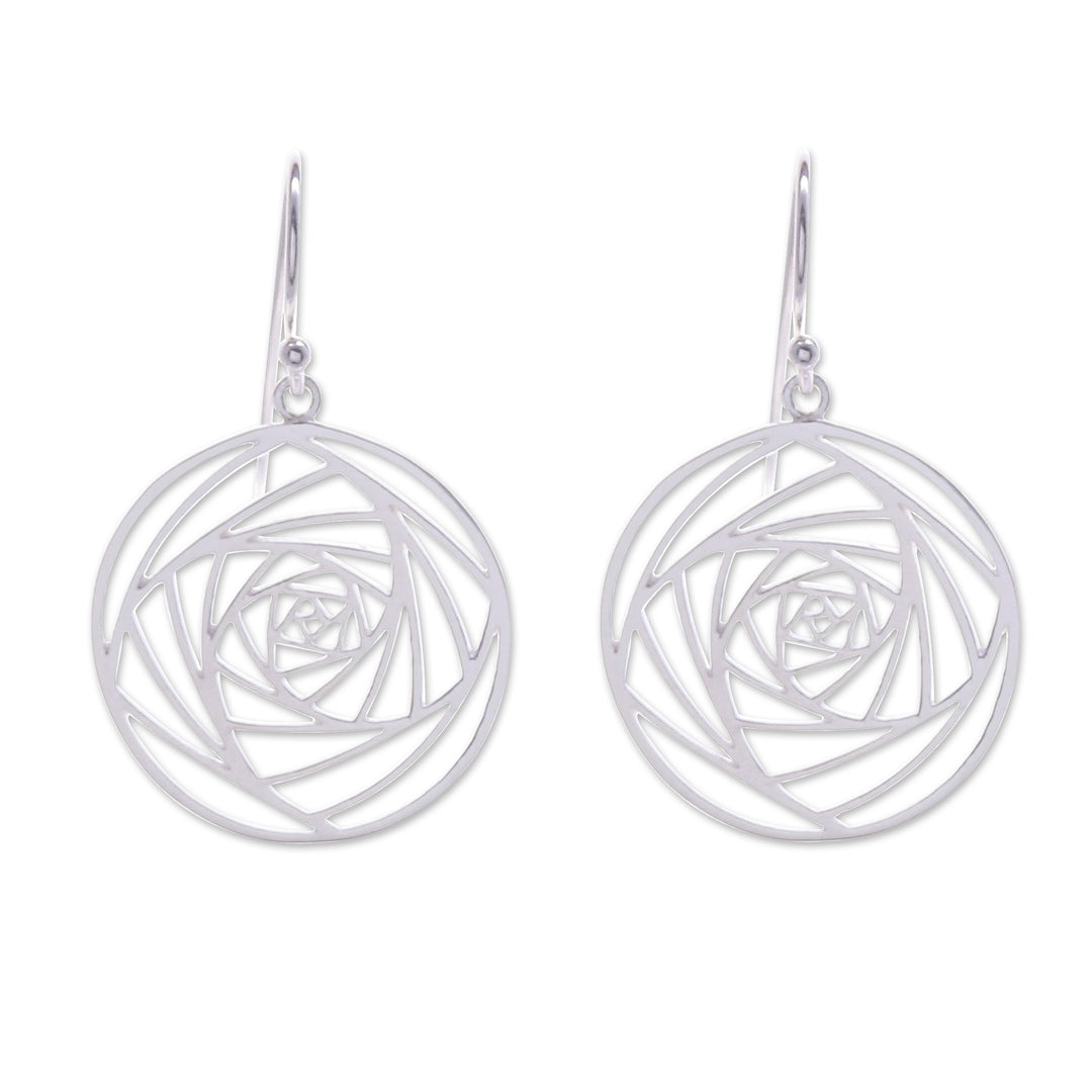 Modern Openwork Floral Sterling Silver Dangle Earrings - Glamorized Flower