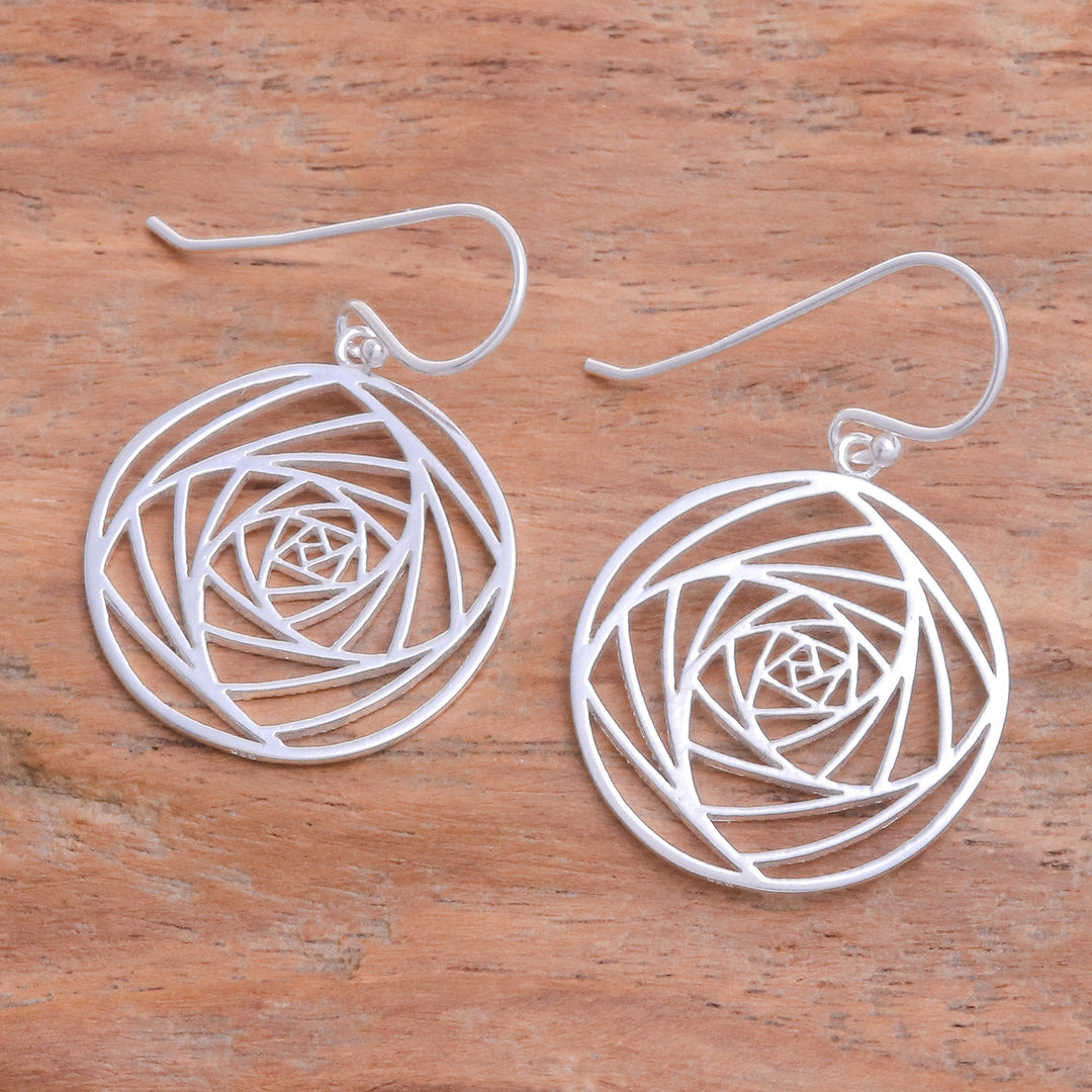 Modern Openwork Floral Sterling Silver Dangle Earrings - Glamorized Flower