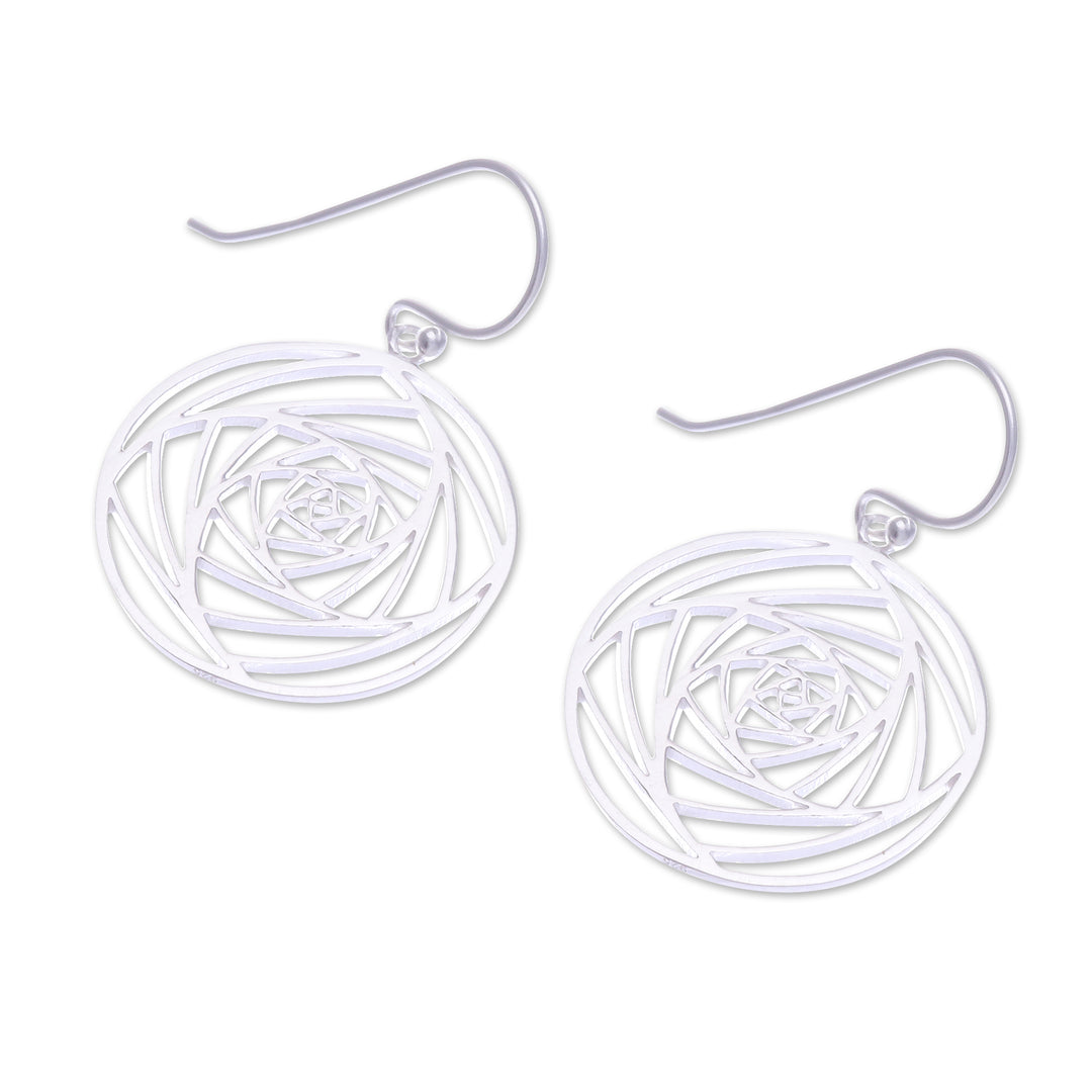 Modern Openwork Floral Sterling Silver Dangle Earrings - Glamorized Flower
