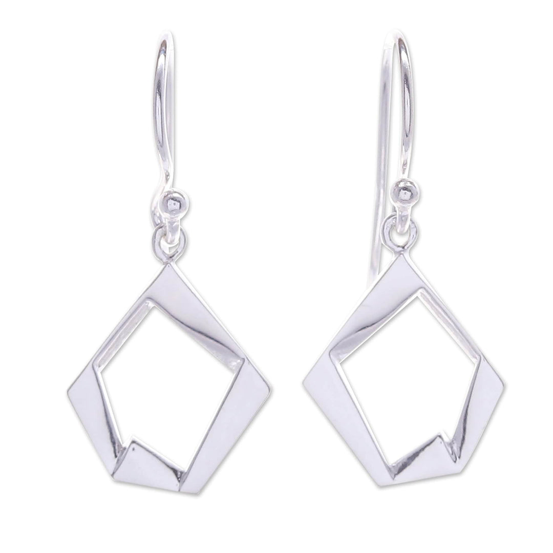 Modern Pentagon-Shaped Sterling Silver Dangle Earrings - Sublime Pentagon