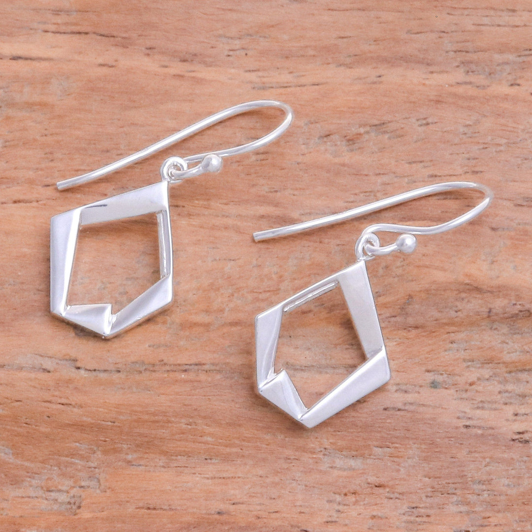 Modern Pentagon-Shaped Sterling Silver Dangle Earrings - Sublime Pentagon