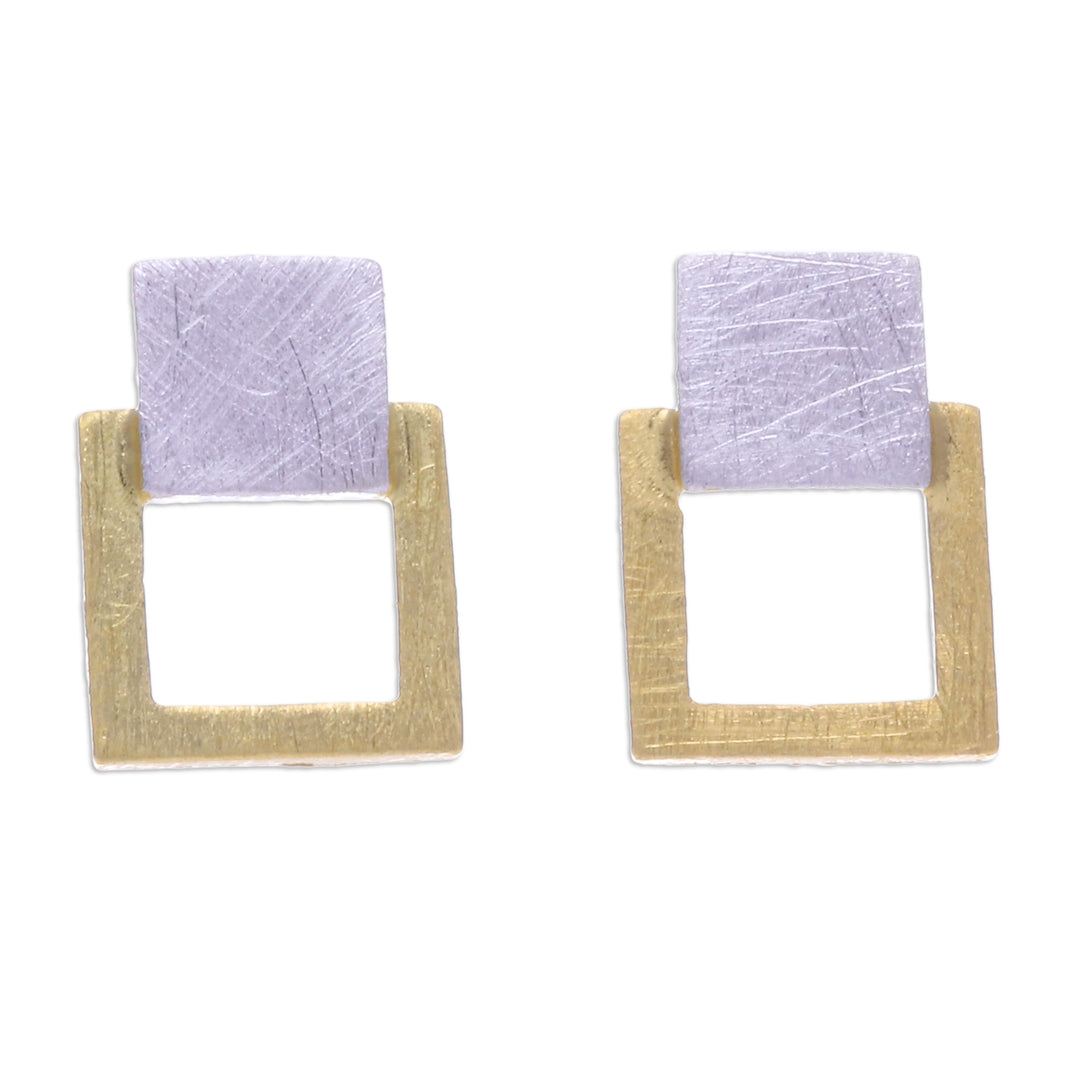 Modern Geometric 18k Gold-Accented Drop Earrings - Gloriously Square