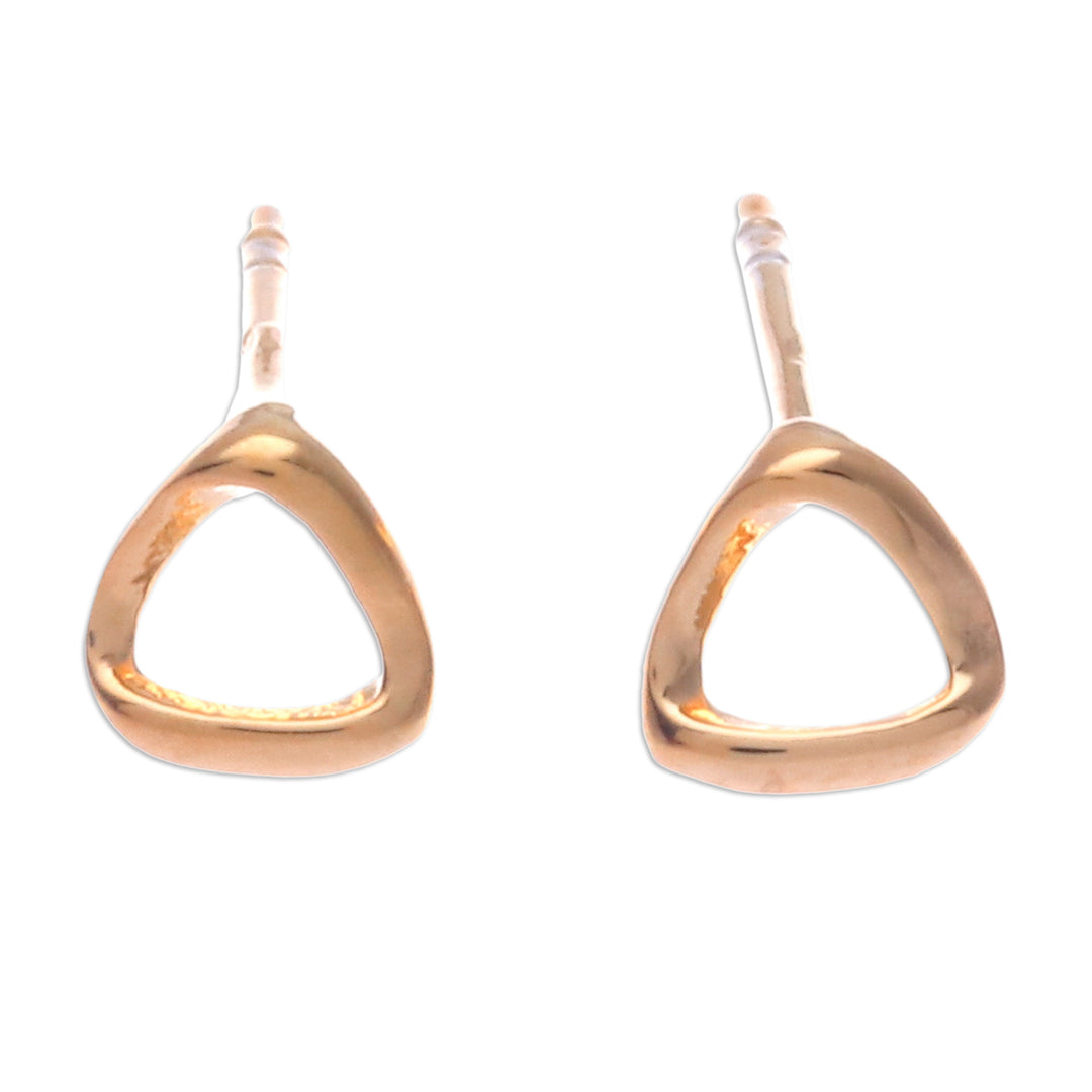 High-Polished Triangle 18k Gold-Plated Stud Earrings - Triangles of Glory
