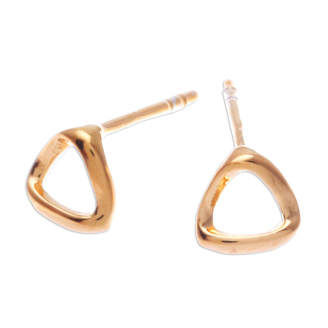High-Polished Triangle 18k Gold-Plated Stud Earrings - Triangles of Glory