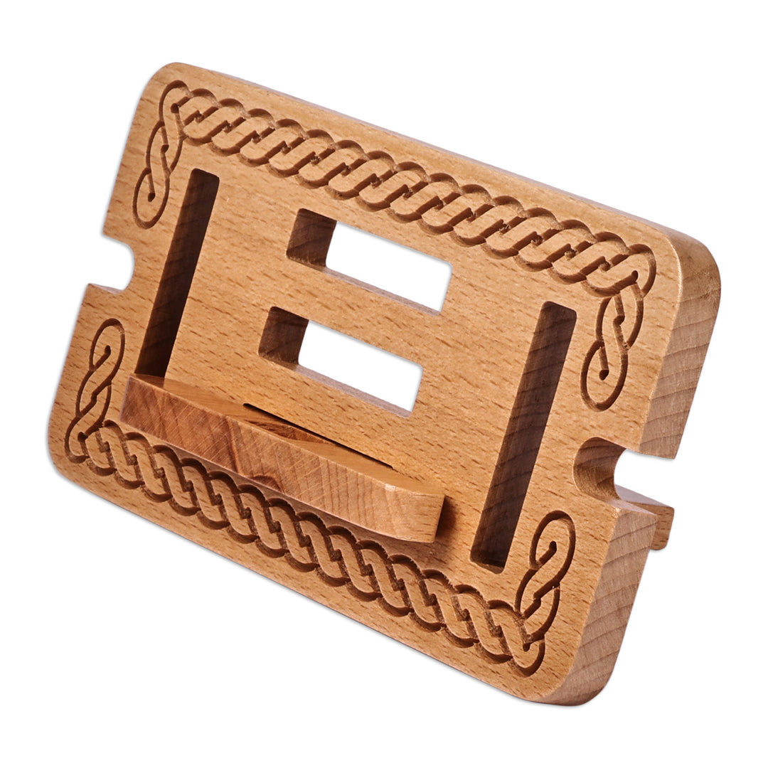 Traditional Handcrafted Beechwood Phone Holder - Smart Style