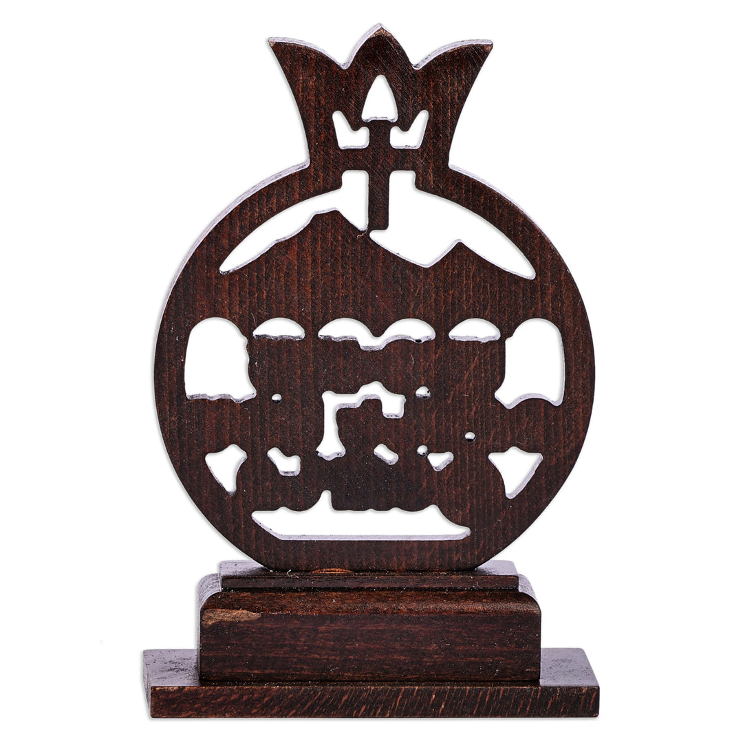 Pomegranate-Shaped Dark Brown Beechwood Decorative Accent - Omen & Faith