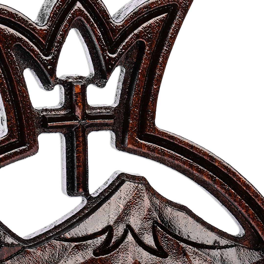 Pomegranate-Shaped Dark Brown Beechwood Decorative Accent - Omen & Faith