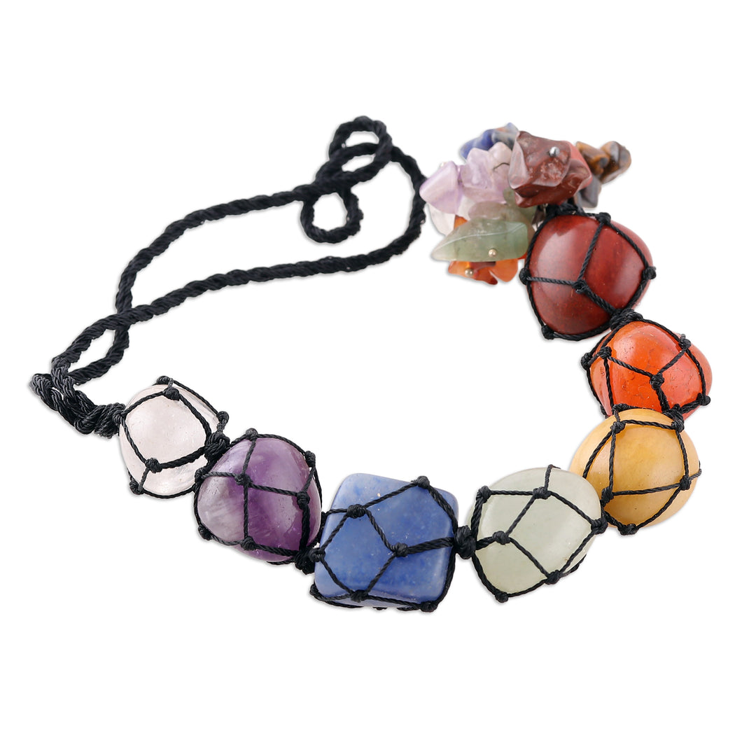 Handcrafted Multi-Gemstone Beaded Car Charm from India - Universe Gems