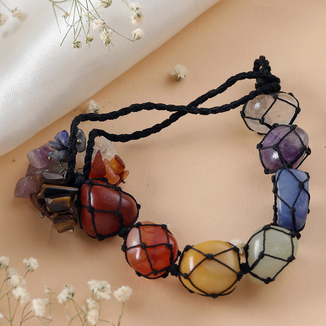 Handcrafted Multi-Gemstone Beaded Car Charm from India - Universe Gems