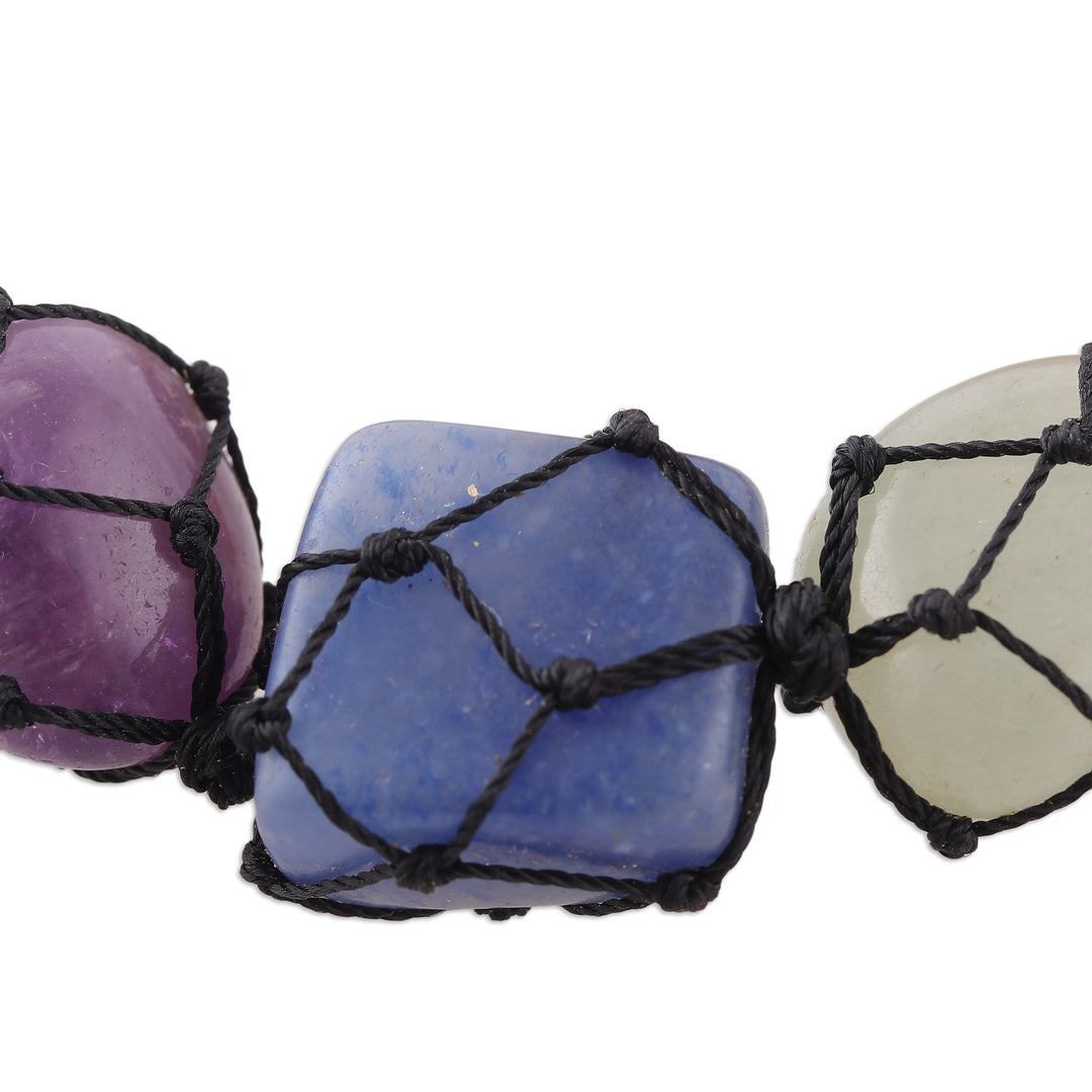 Handcrafted Multi-Gemstone Beaded Car Charm from India - Universe Gems