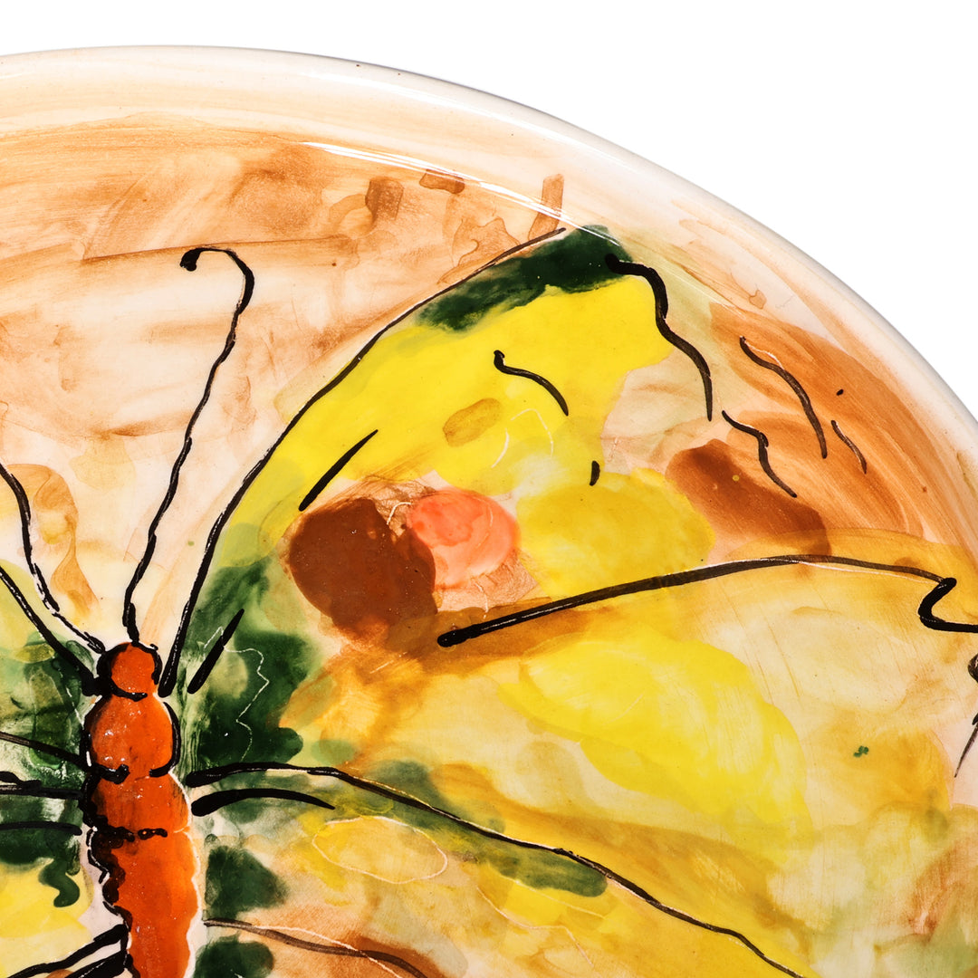 Hand-Painted Round Butterfly Ceramic Decorative Plate - Joyous Butterfly