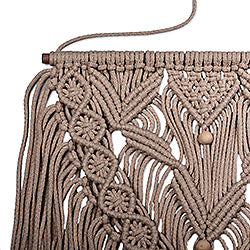 Traditional Handwoven Beige Cotton Macrame Wall Hanging - Beige Tales