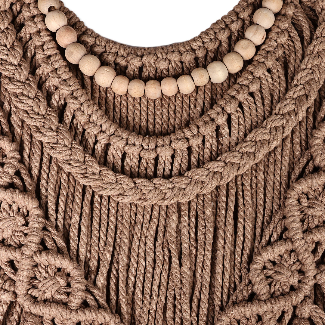Handwoven Light Brown Cotton Macrame Wall Hanging - Ancient Braids