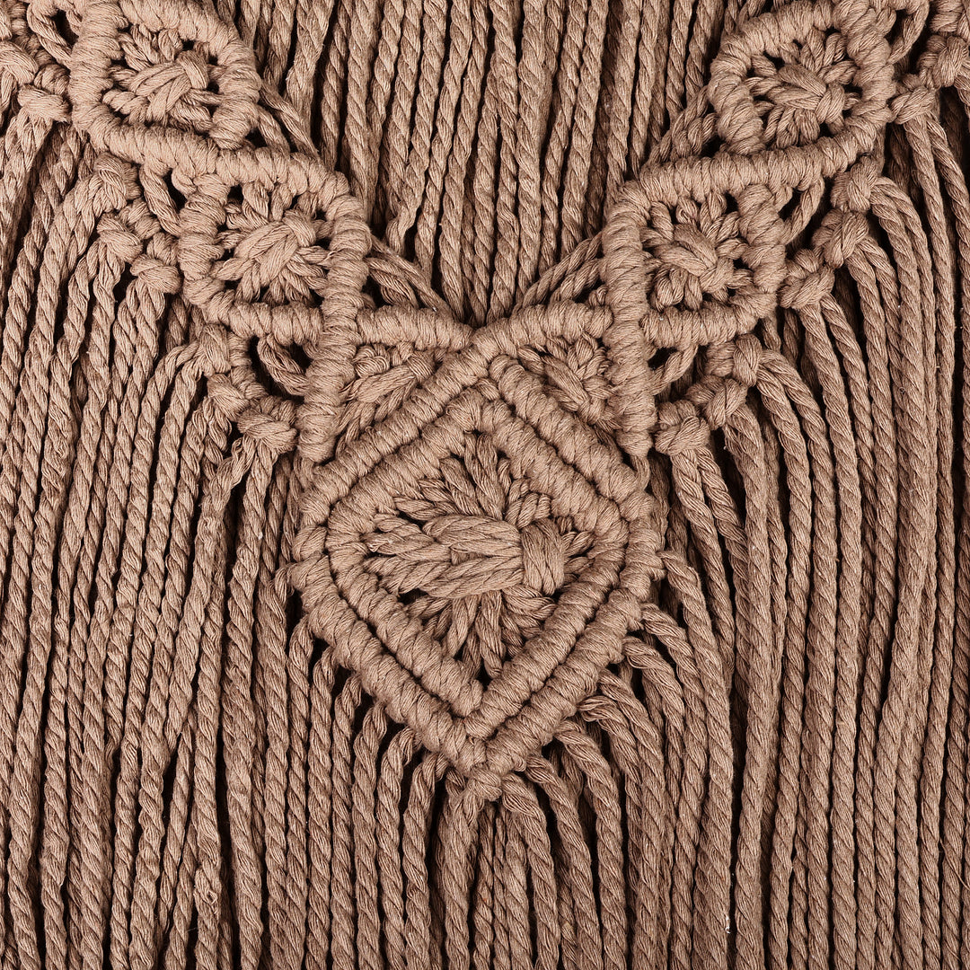 Handwoven Light Brown Cotton Macrame Wall Hanging - Ancient Braids