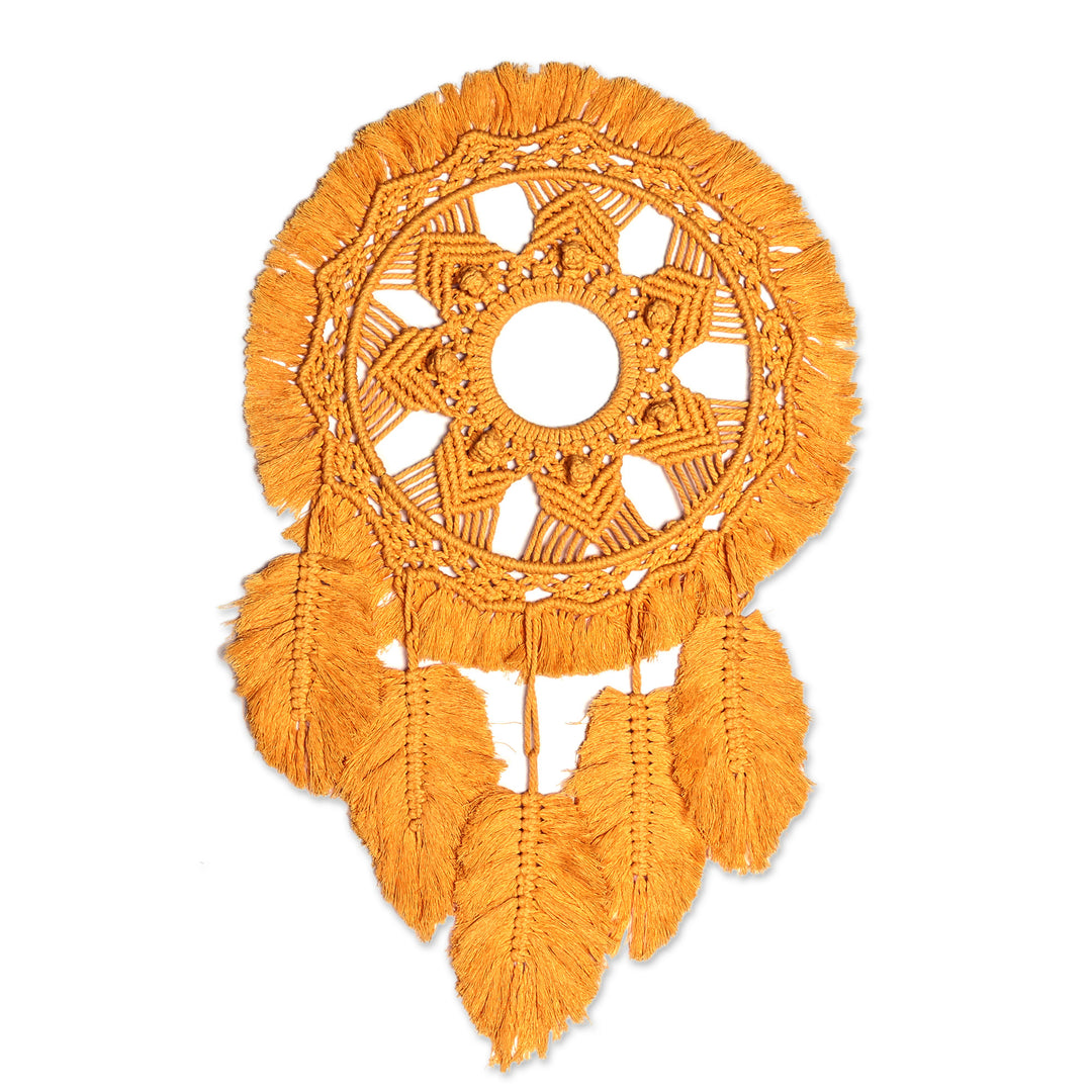 Handmade Autumn-Themed Marigold Cotton Macrame Wall Hanging - Marigold Fall