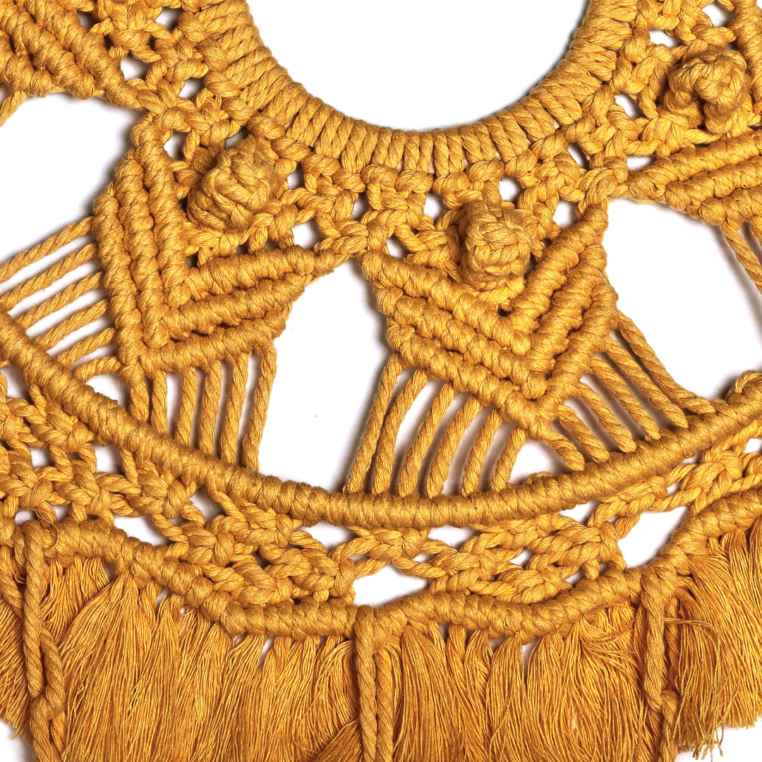 Handmade Autumn-Themed Marigold Cotton Macrame Wall Hanging - Marigold Fall