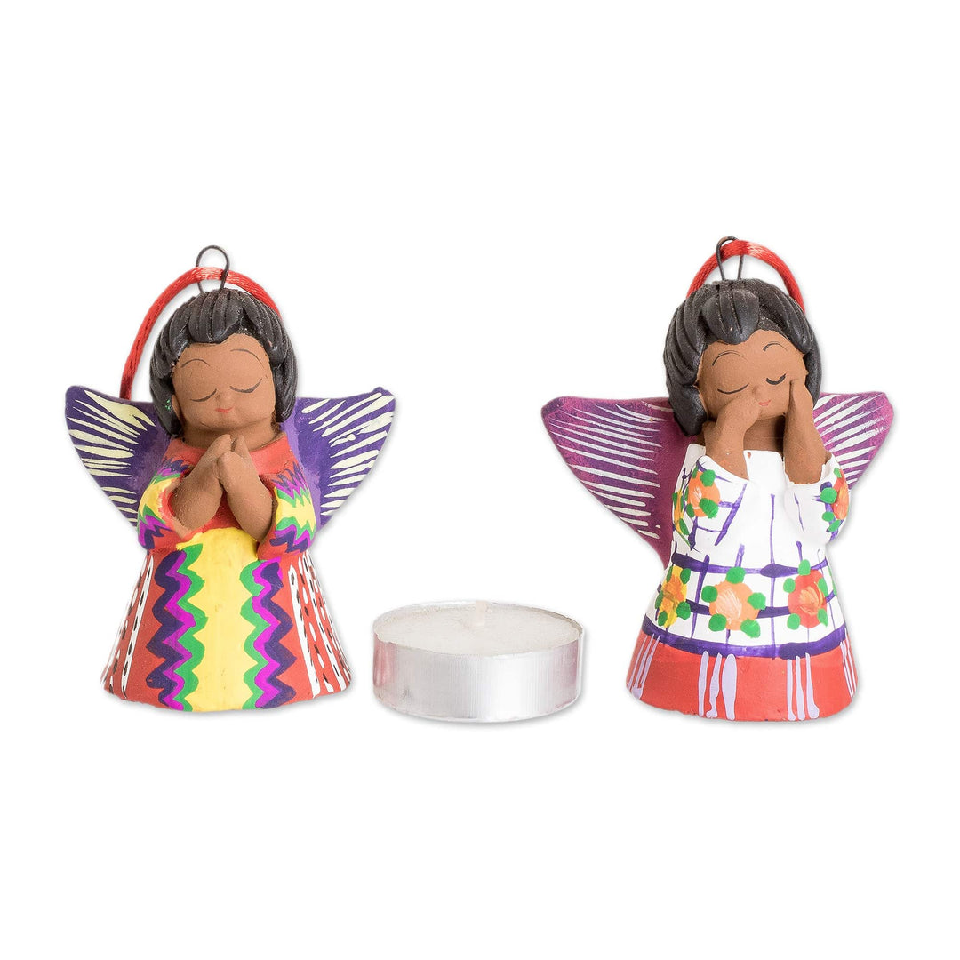 2 Ornaments of Angels Wearing Traditional Guatemalan Attire - Angels of Peace