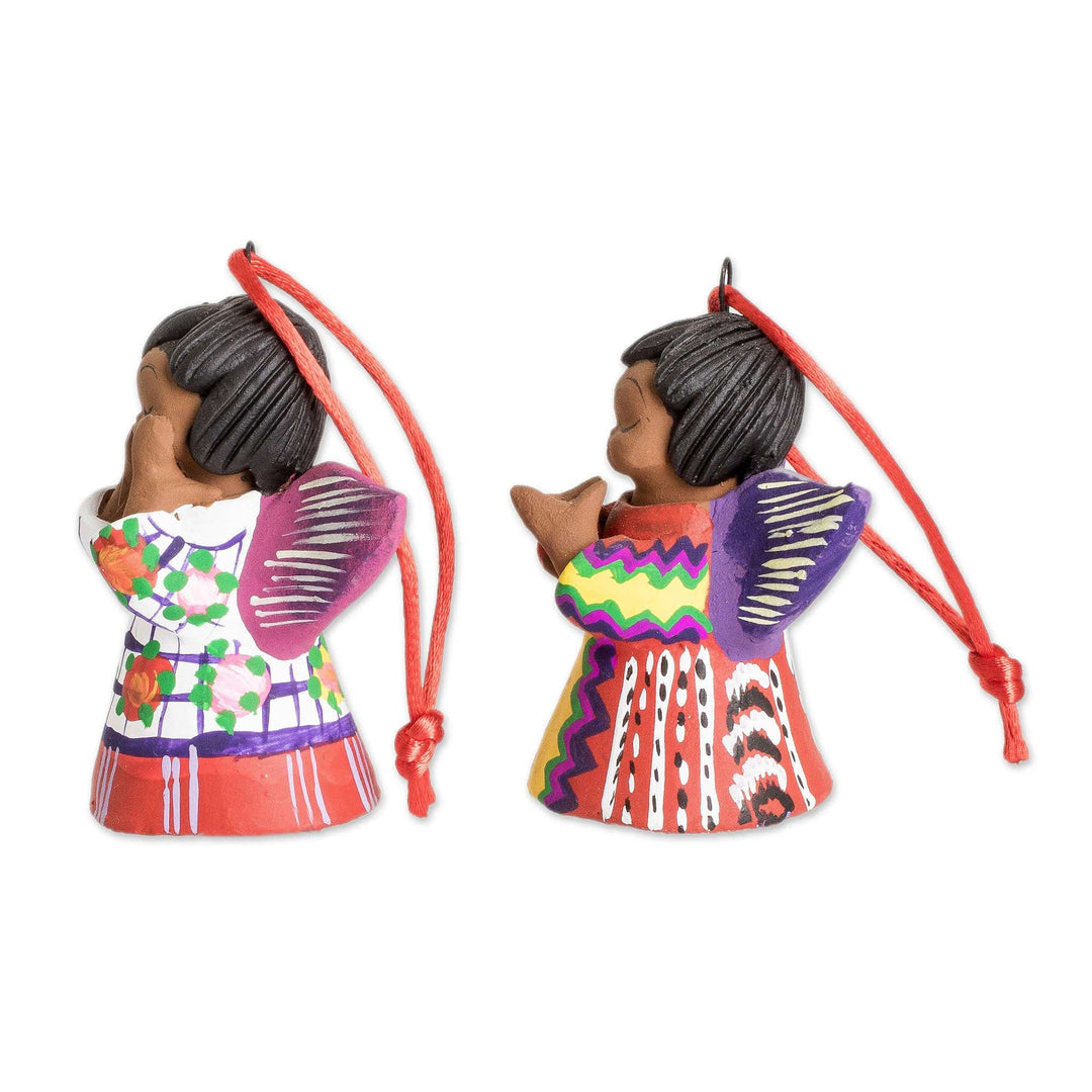 2 Ornaments of Angels Wearing Traditional Guatemalan Attire - Angels of Peace