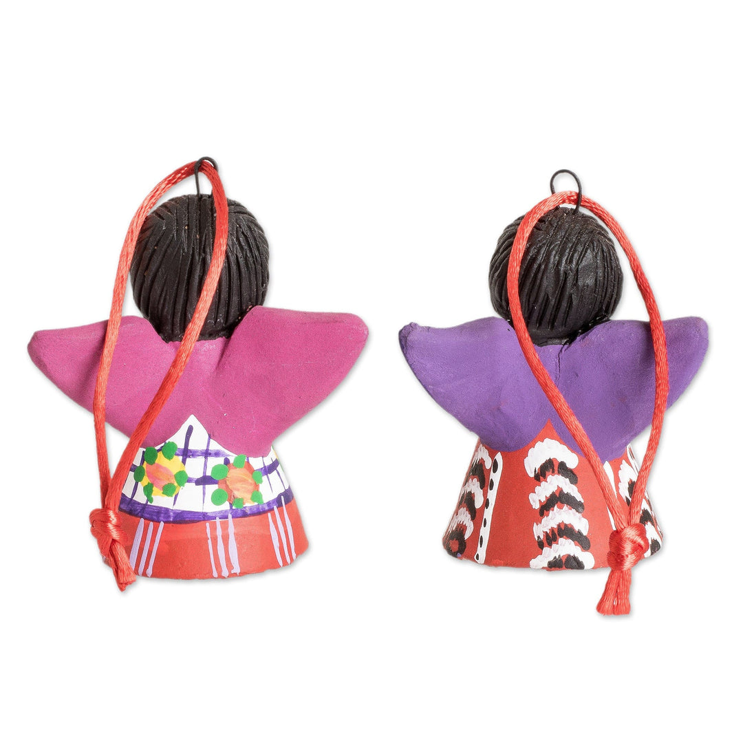 2 Ornaments of Angels Wearing Traditional Guatemalan Attire - Angels of Peace
