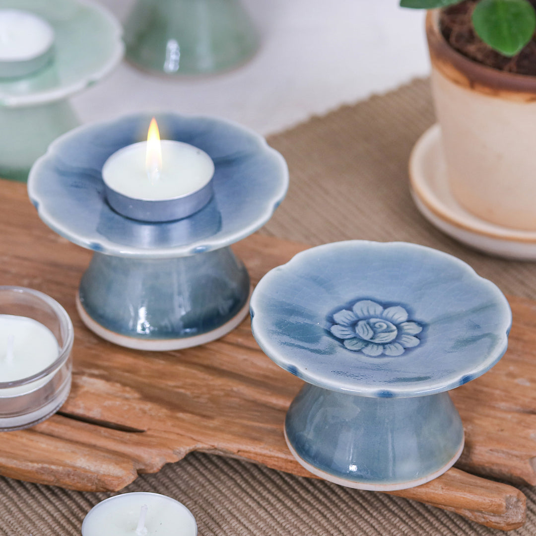 Carved Flower in Blue