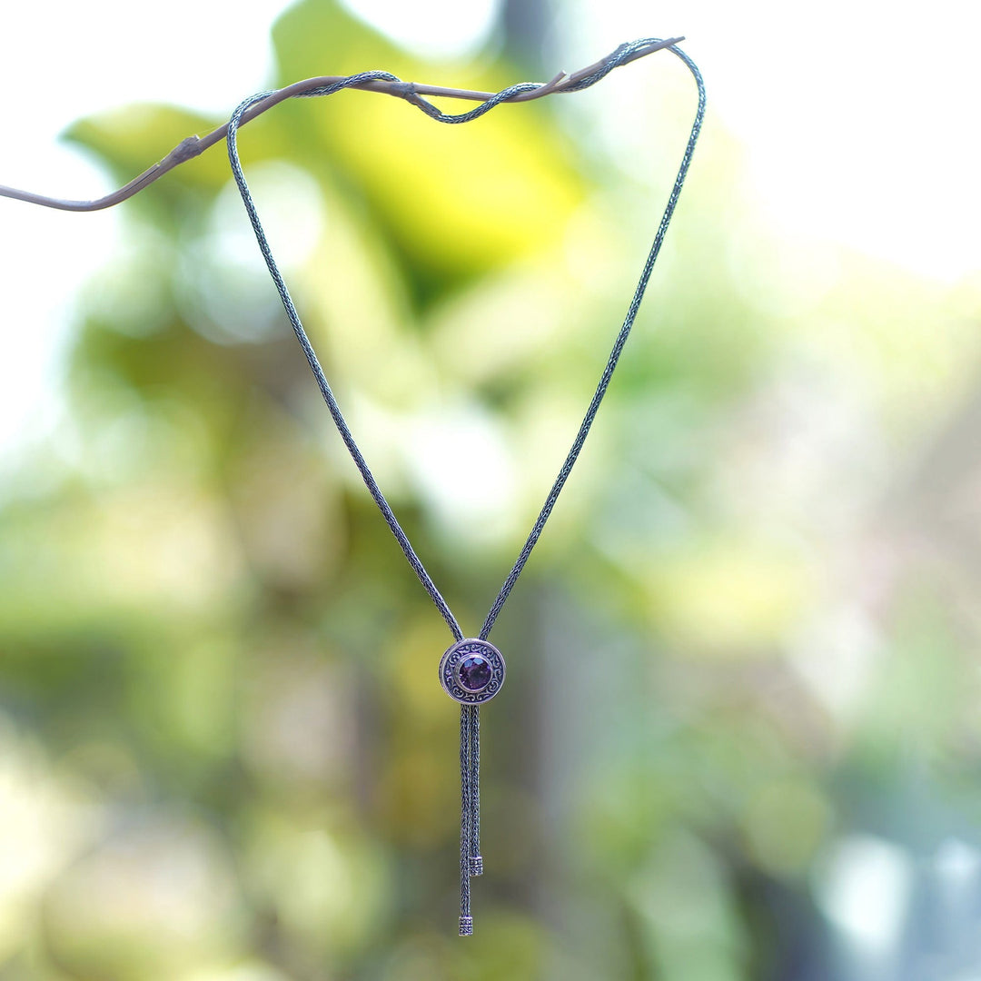 Fair Trade Balinese Faceted 1-Carat Amethyst Lariat Necklace - Amethyst Sense