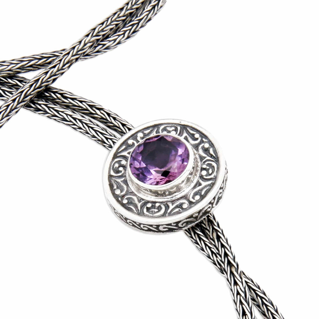Fair Trade Balinese Faceted 1-Carat Amethyst Lariat Necklace - Amethyst Sense
