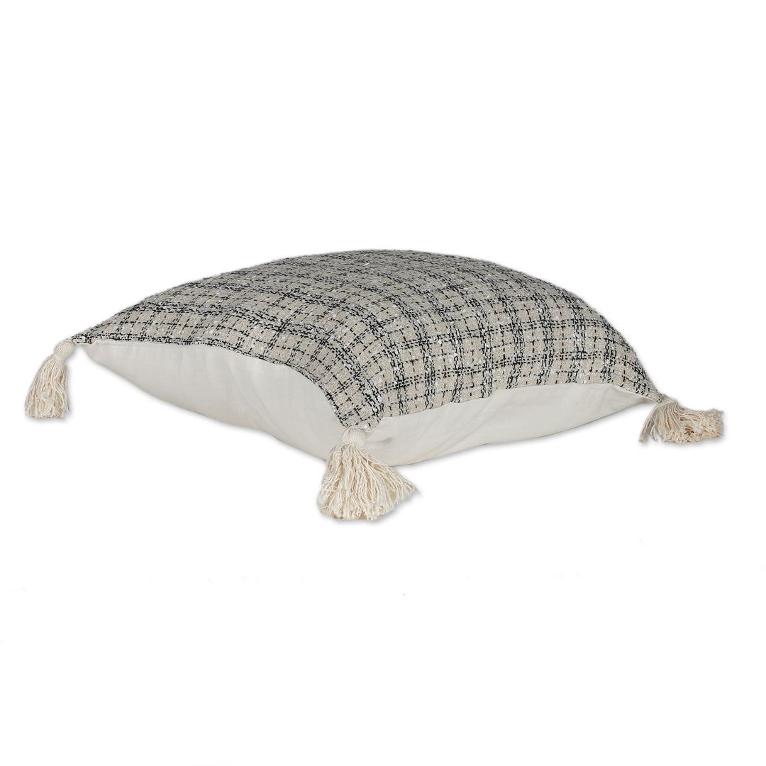 Pair of Tattersall Ivory Cotton Blend Cushion Covers - Ivory Appeal