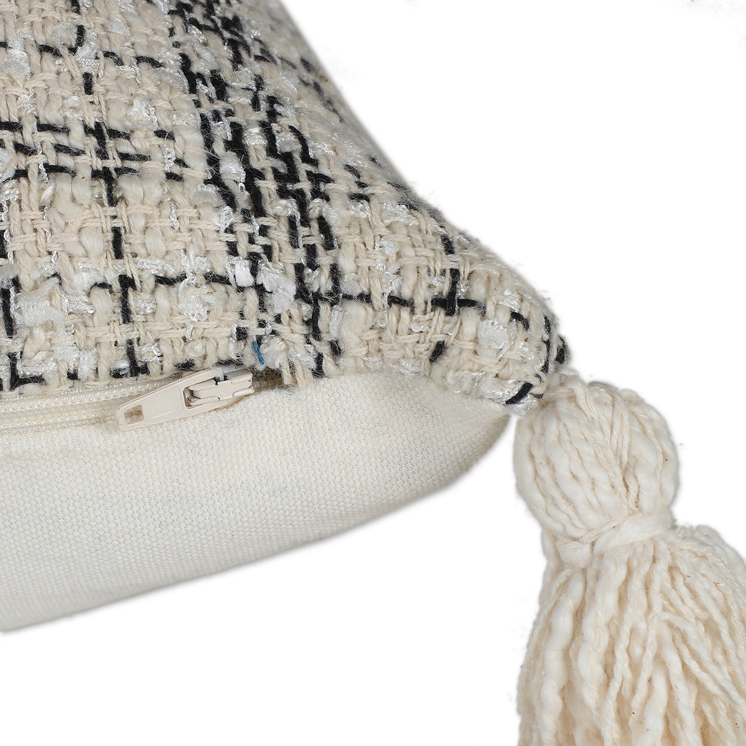 Pair of Tattersall Ivory Cotton Blend Cushion Covers - Ivory Appeal