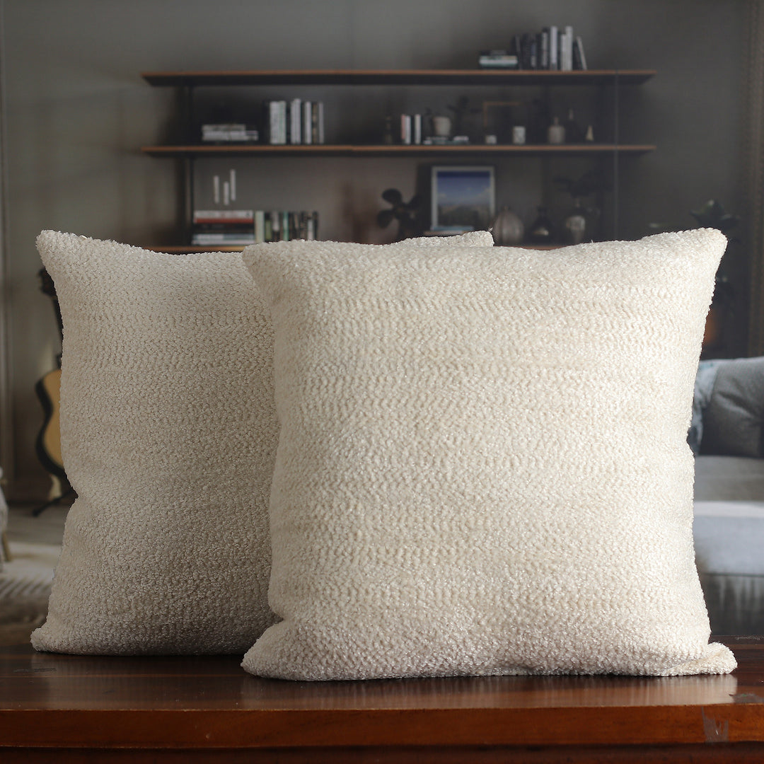Pair of Soft Ivory Viscose and Cotton Blend Cushion Covers - Soft Caress