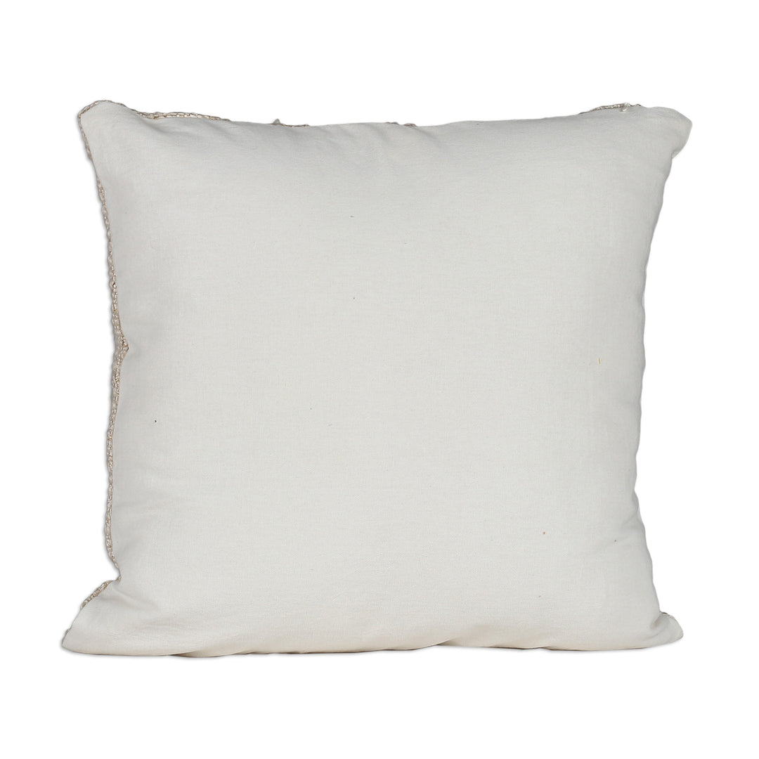 Ivory and Champagne Cotton and Lurex Cushion Covers (Pair) - Natural Fineness