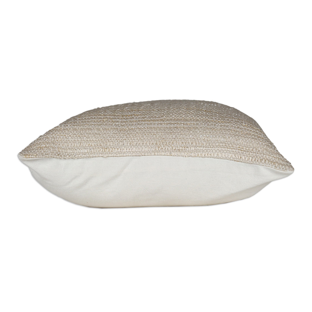 Ivory and Champagne Cotton and Lurex Cushion Covers (Pair) - Natural Fineness
