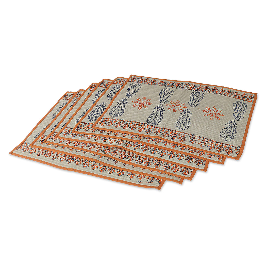 Tangerine and Ivory Table Runner and Placemats (7 Pieces) - Tangerine Palace