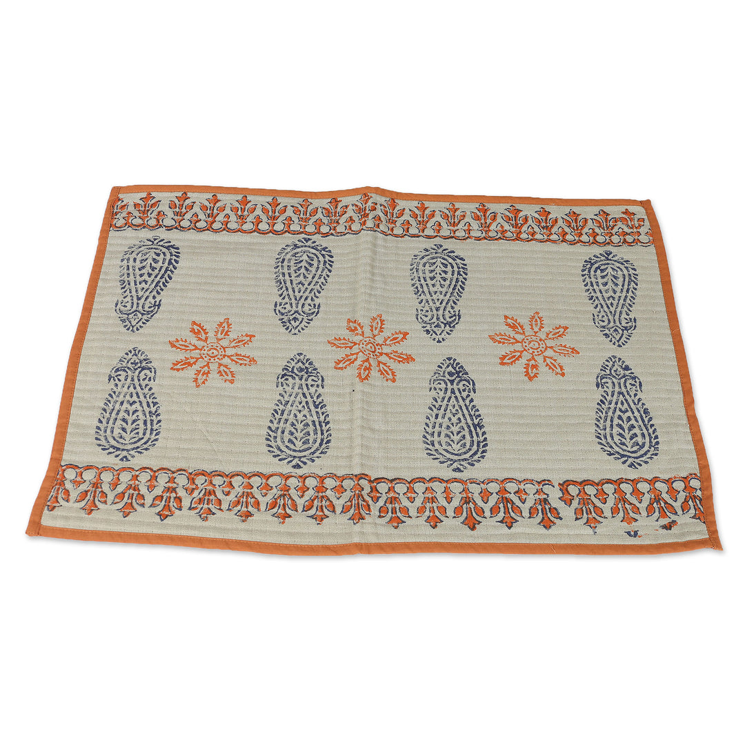 Tangerine and Ivory Table Runner and Placemats (7 Pieces) - Tangerine Palace