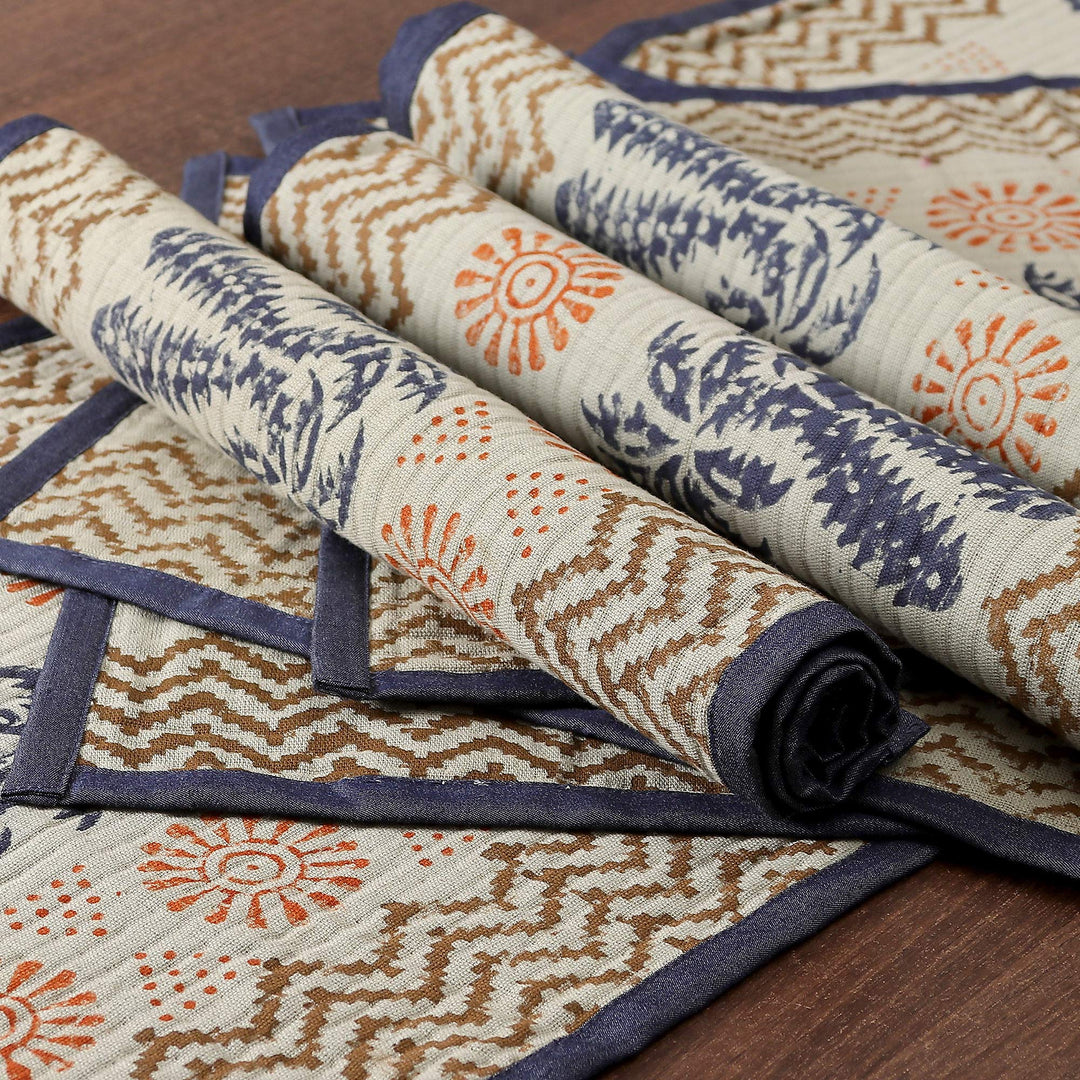 Azure and Ivory Table Runner and Placemats (7 Pieces) - Azure Palace