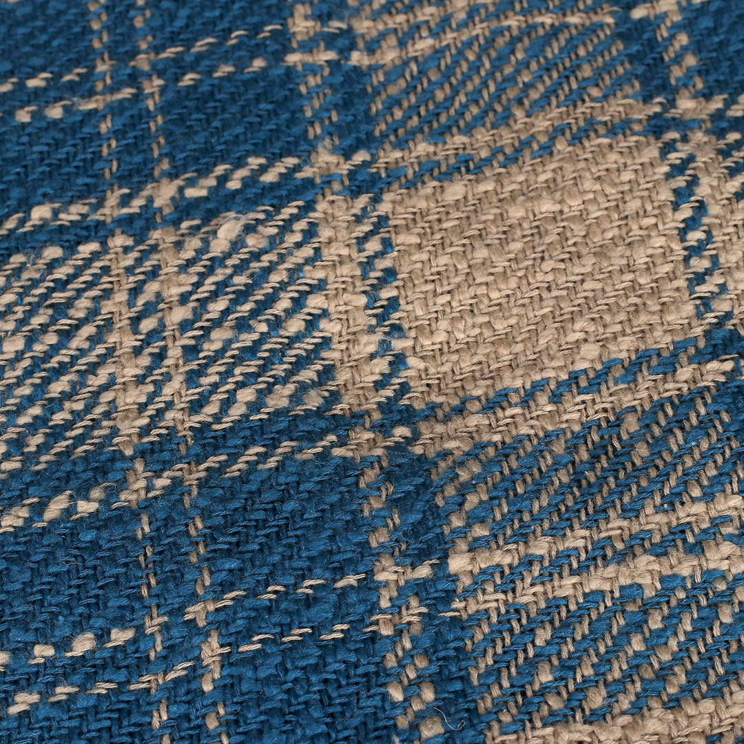 Tattersall-Patterned Blue and Ivory 100% Cotton Throw - Tattersall Blue