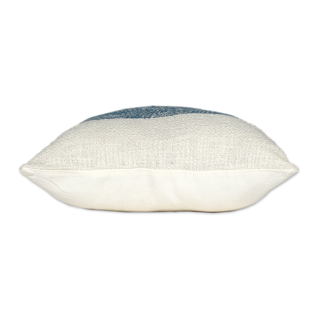 Diamond-Shaped Floral Blue Cotton Cushion Covers (Pair) - Diamond Petals