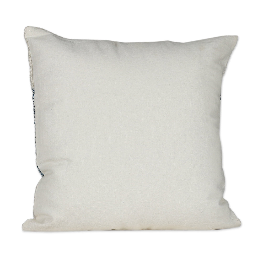 Diamond-Shaped Floral Blue Cotton Cushion Covers (Pair) - Diamond Petals