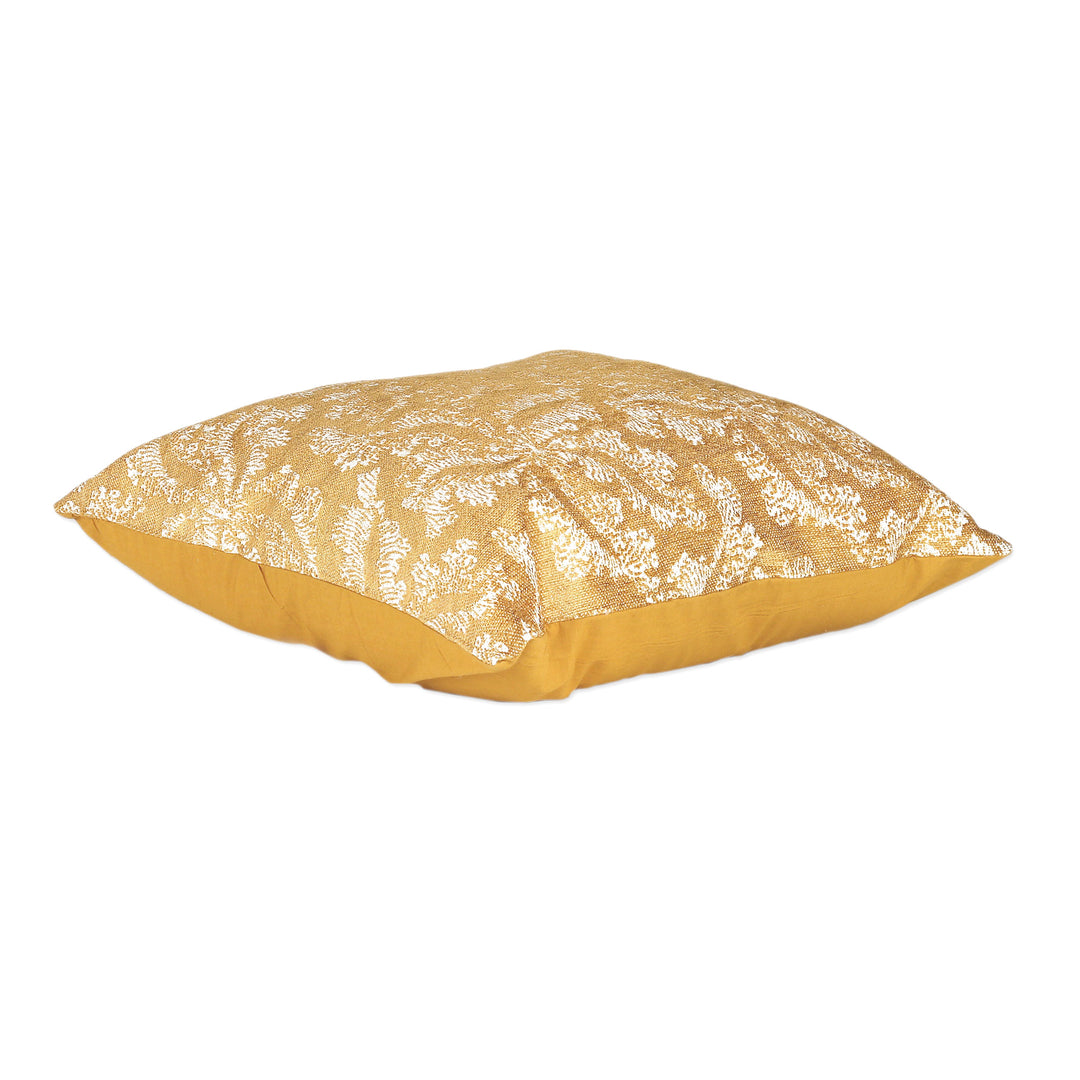 Leafy Honey and Ivory Cotton Blend Cushion Covers (Pair) - Honey Nature