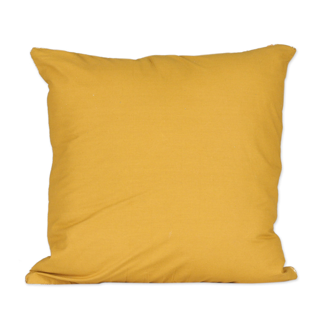 Leafy Honey and Ivory Cotton Blend Cushion Covers (Pair) - Honey Nature