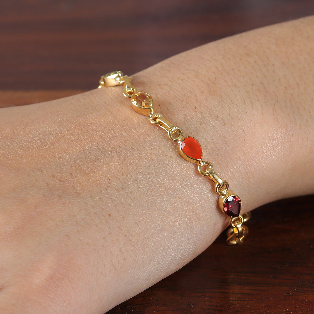 22k Gold-Plated Multi-Gemstone Chakra Bracelet from India - Inner Dazzle