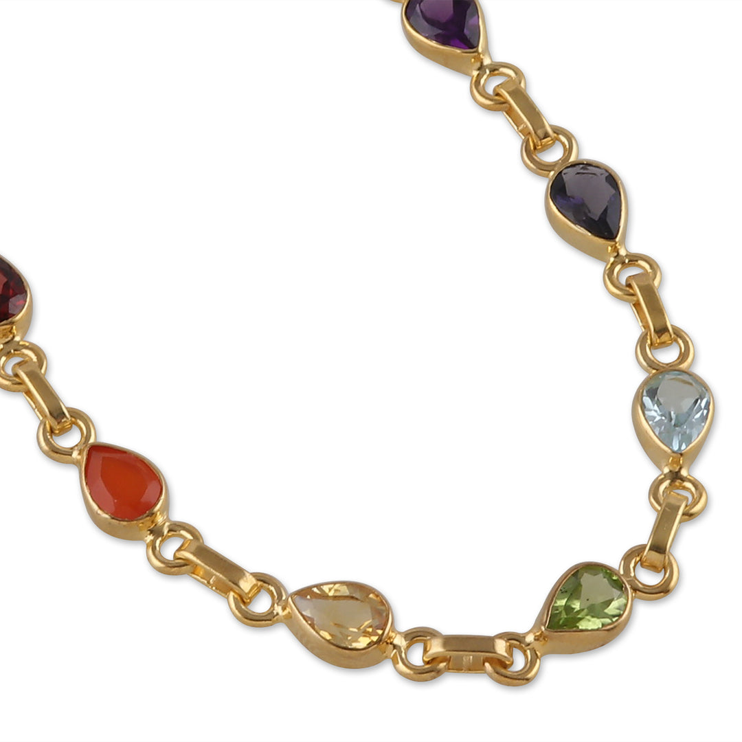 22k Gold-Plated Multi-Gemstone Chakra Bracelet from India - Inner Dazzle