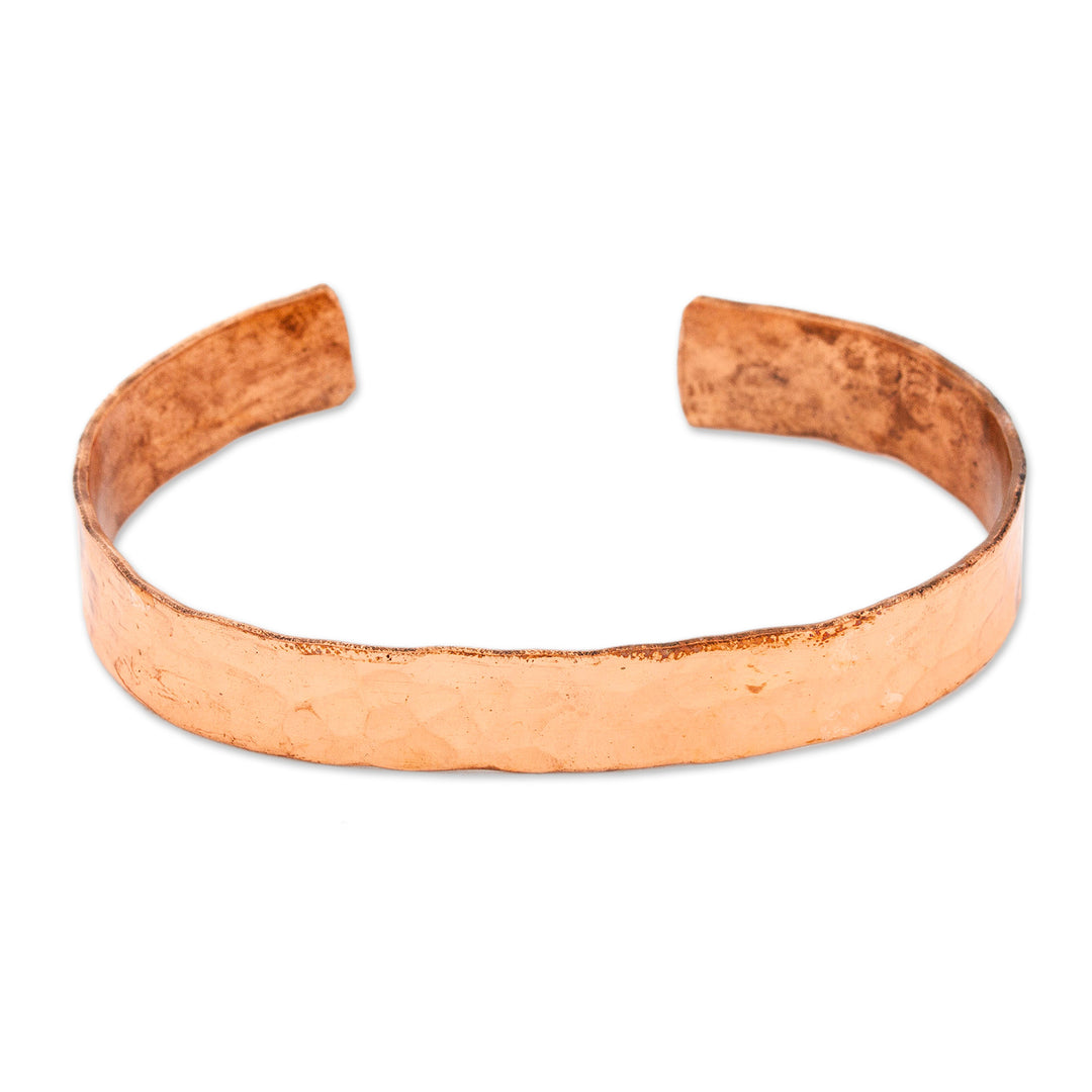 Classic Hammered Copper Cuff Bracelet Crafted in Mexico - Memories of Delight