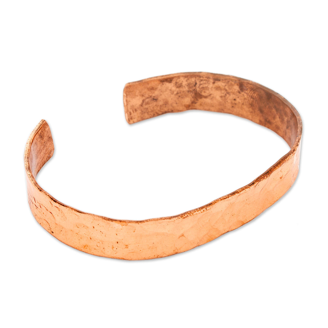 Classic Hammered Copper Cuff Bracelet Crafted in Mexico - Memories of Delight