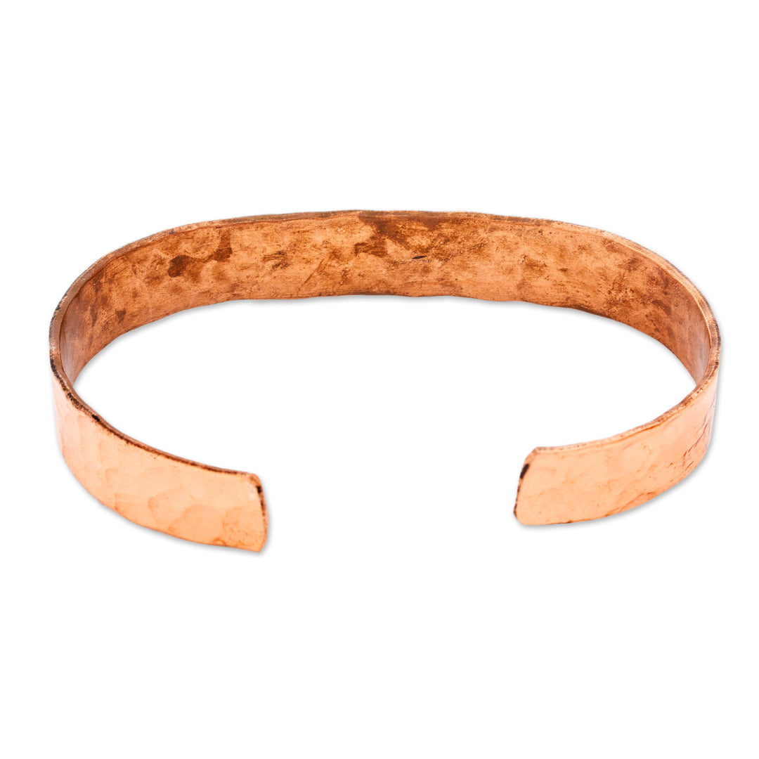 Classic Hammered Copper Cuff Bracelet Crafted in Mexico - Memories of Delight