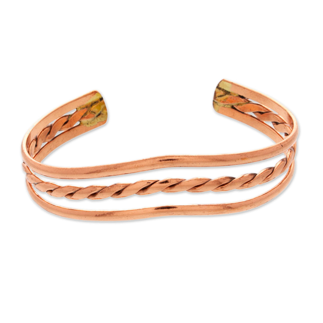 High-Polished Copper Cuff Bracelet Crafted in Mexico - Fortunate Deity
