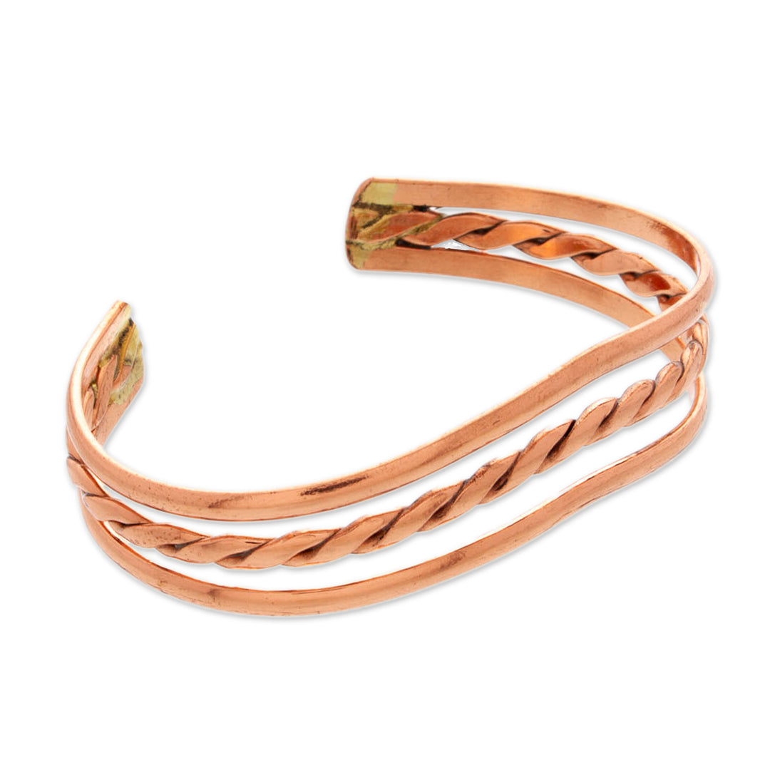 High-Polished Copper Cuff Bracelet Crafted in Mexico - Fortunate Deity