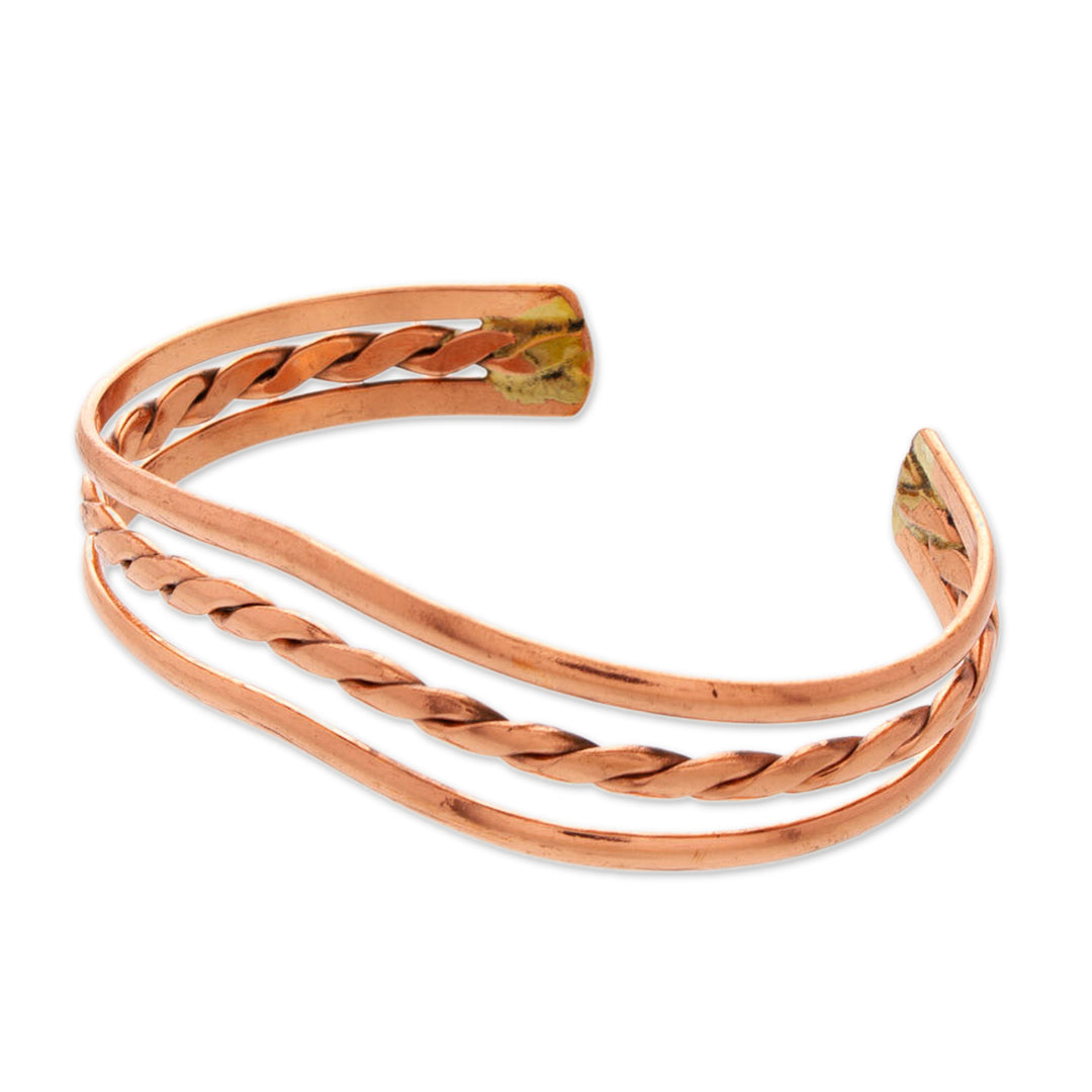 High-Polished Copper Cuff Bracelet Crafted in Mexico - Fortunate Deity
